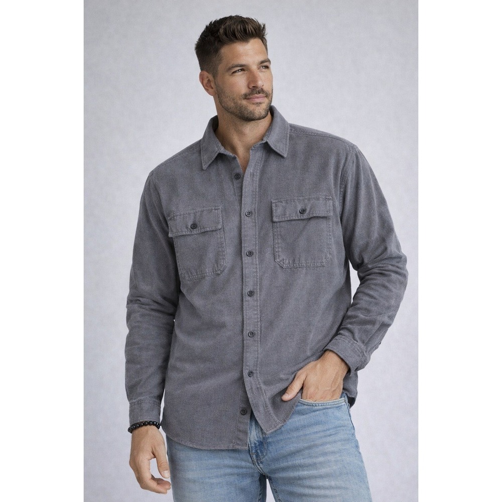 LL Bean Chamos Cloth Shirt Mens XL Regular Grey Button Down Long Sleeve Cotton